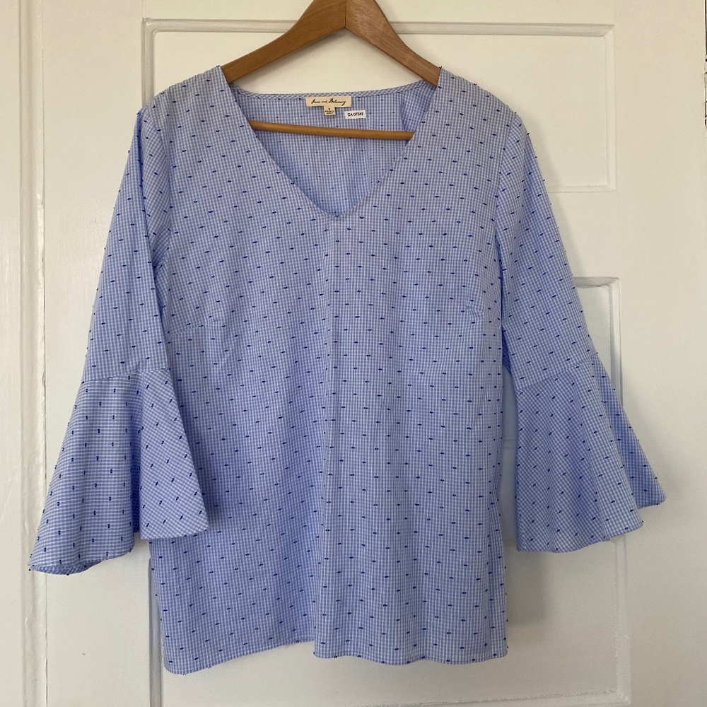 Jane and Delancey cotton gingham embroidered top